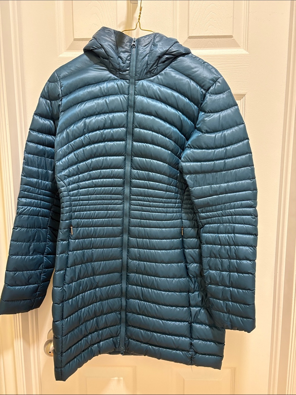 Arc'teryx Teal Hooded Quilted Long Puffer Jacket